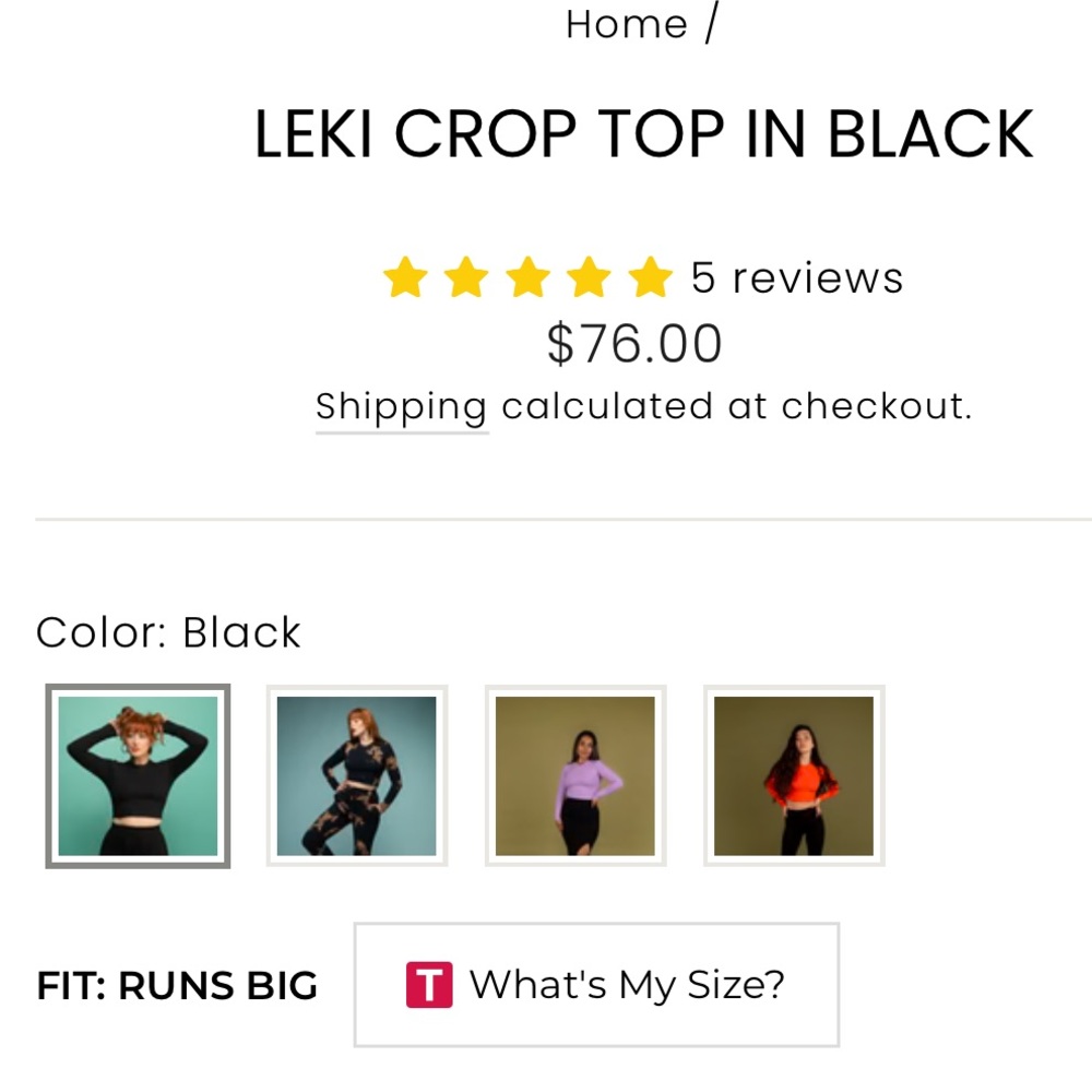Manners London Leki Crop Top Long Sleeve xs black nwt - Picture 4 of 8